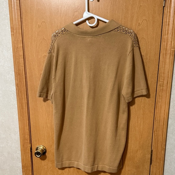 Express Mens LT Textured Open Stitch Cotton Johnny Collar Polo Shirt - Picture 4 of 5